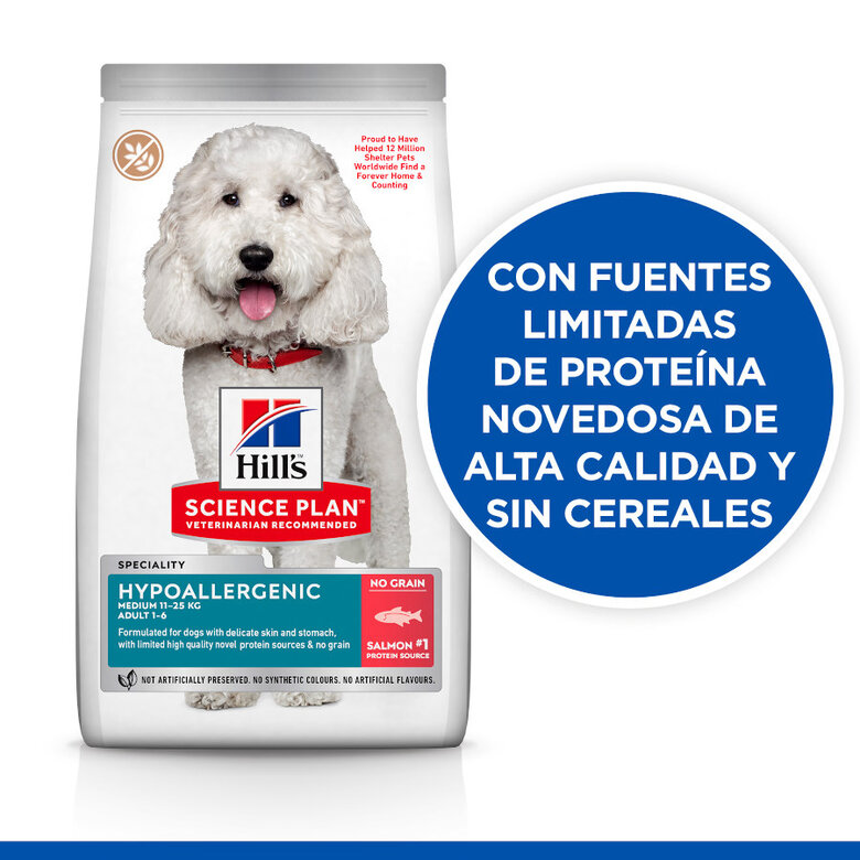 Hill’s Science Plan Adult Medium Hypoallergenic Salmón pienso para perros, , large image number null
